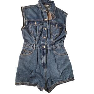 Le Lis Western Coastal Cowgirl Denim Romper Jumpsuit NWT